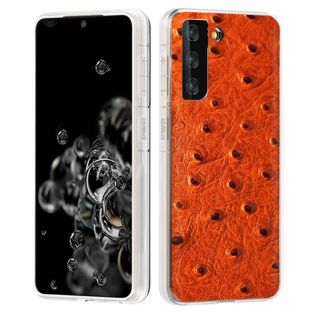 Orange Ostrich Print Slim Cover For Samsung Galaxy S (S24, S23, S22, S21 / Plus, FE, Ultra), Print in USA