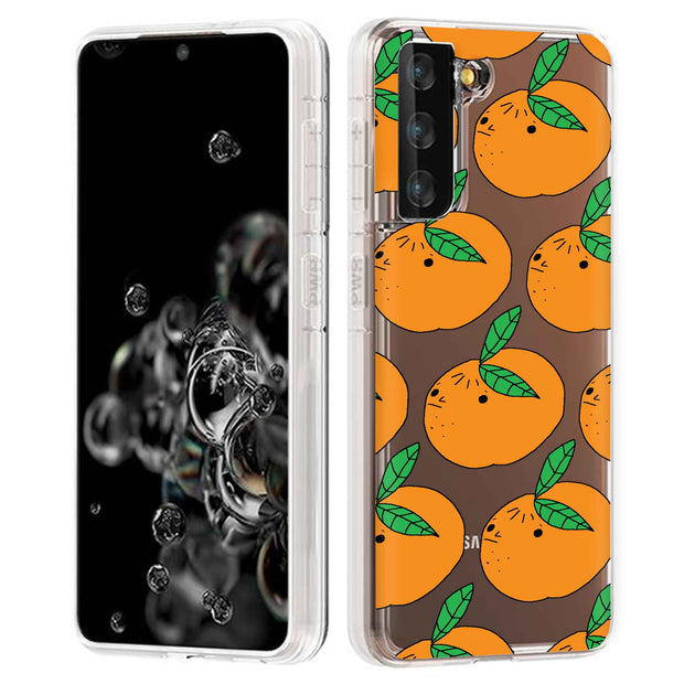 Orange Fruit Print Slim Cover For Samsung Galaxy S (S24, S23, S22, S21 / Plus, FE, Ultra), Print in USA