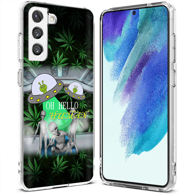 Marijuana Alien Print Slim Cover For Samsung Galaxy S (S24, S23, S22, S21 / Plus, FE, Ultra), Print in USA