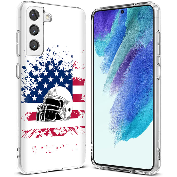 USA Flag Helmet Print Slim Cover For Samsung Galaxy S (S24, S23, S22, S21 / Plus, FE, Ultra), Print in USA