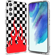 Checkers Flame Print Slim Cover For Samsung Galaxy S (S24, S23, S22, S21 / Plus, FE, Ultra), Print in USA