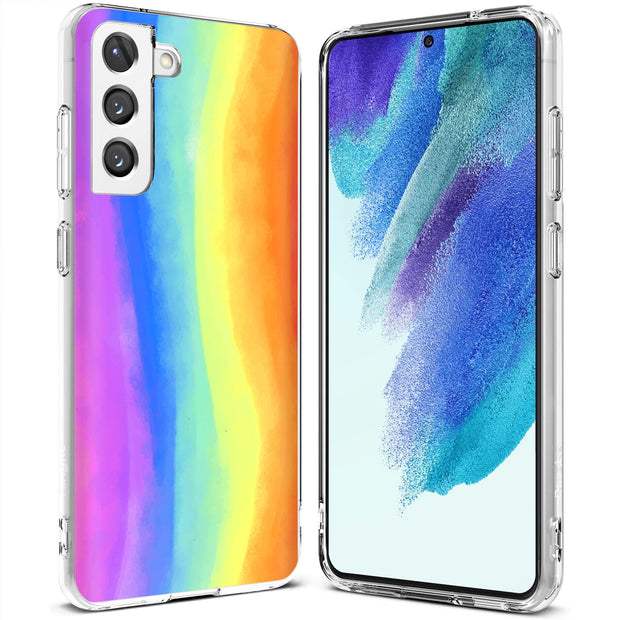 Pastel Rainbow Print Slim Cover For Samsung Galaxy S (S24, S23, S22, S21 / Plus, FE, Ultra), Print in USA