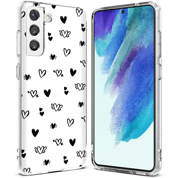 Flying Hearts Print Slim Cover For Samsung Galaxy S (S24, S23, S22, S21 / Plus, FE, Ultra), Print in USA