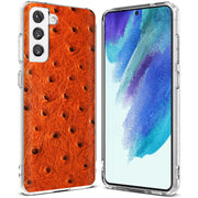 Orange Ostrich Print Slim Cover For Samsung Galaxy S (S24, S23, S22, S21 / Plus, FE, Ultra), Print in USA