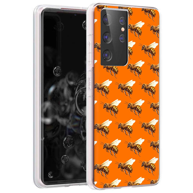 Bee Pattern Print Slim Cover For Samsung Galaxy S (S24, S23, S22, S21 / Plus, FE, Ultra), Print in USA