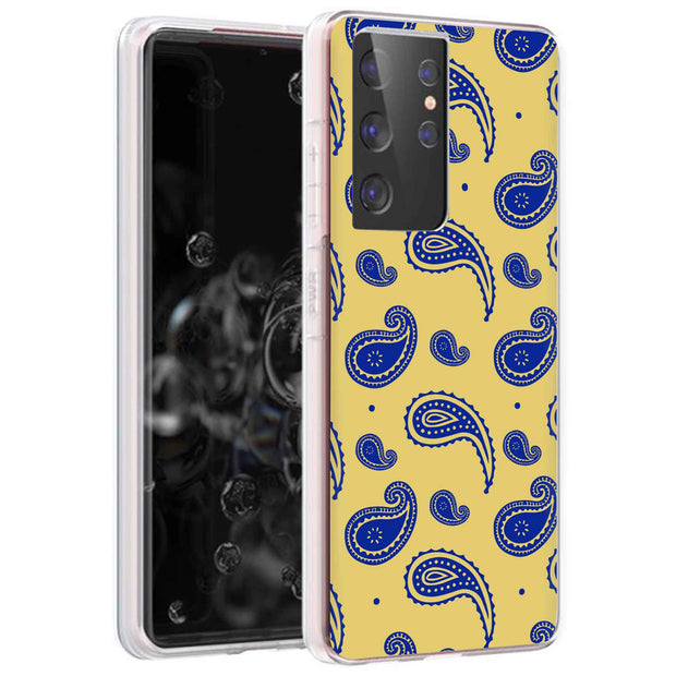 Paisley Yellow Print Slim Cover For Samsung Galaxy S (S24, S23, S22, S21 / Plus, FE, Ultra), Print in USA