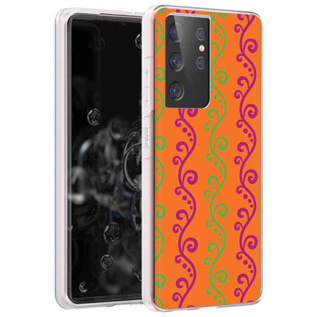 Purple Grn Vine Print Slim Cover For Samsung Galaxy S (S24, S23, S22, S21 / Plus, FE, Ultra), Print in USA