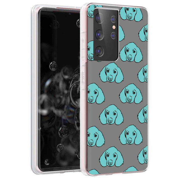 Blue Dog Print Slim Cover For Samsung Galaxy S (S24, S23, S22, S21 / Plus, FE, Ultra), Print in USA