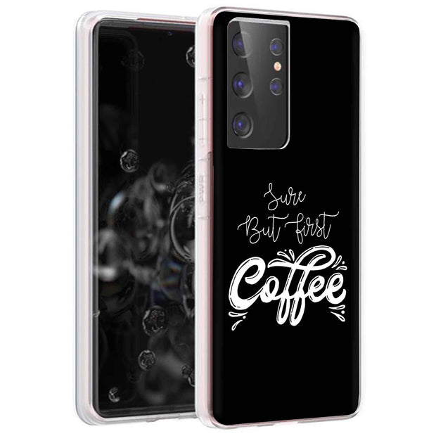 First Coffee Print Slim Cover For Samsung Galaxy S (S24, S23, S22, S21 / Plus, FE, Ultra), Print in USA