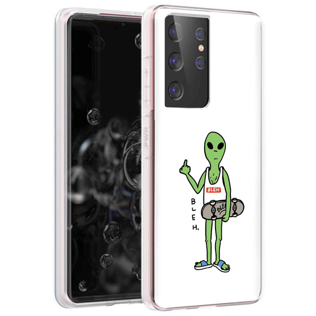 Bleh Alien Wht Print Slim Cover For Samsung Galaxy S (S24, S23, S22, S21 / Plus, FE, Ultra), Print in USA