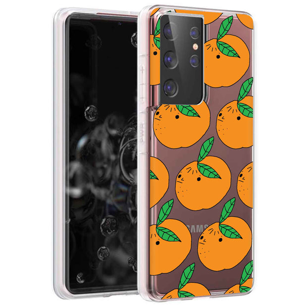 Orange Fruit Print Slim Cover For Samsung Galaxy S (S24, S23, S22, S21 / Plus, FE, Ultra), Print in USA