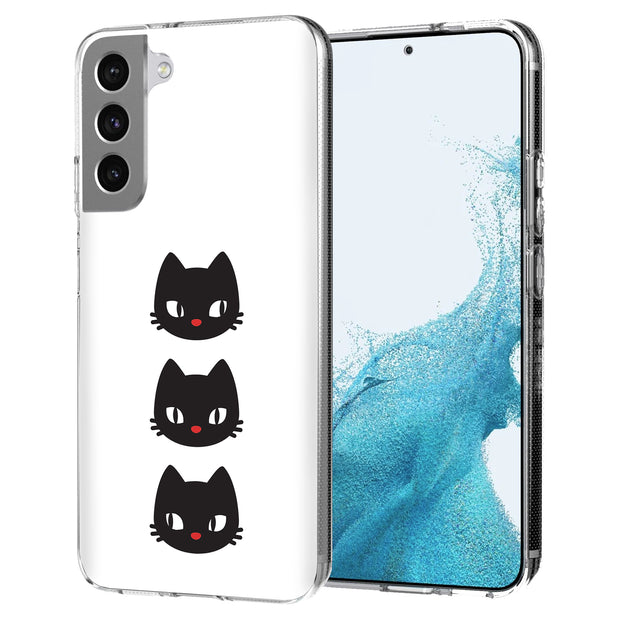 Black Cat Print Slim Cover For Samsung Galaxy S (S24, S23, S22, S21 / Plus, FE, Ultra), Print in USA