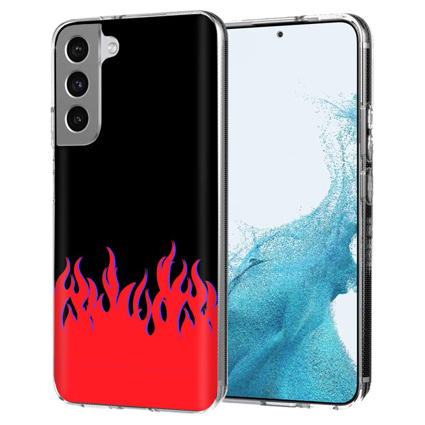 Red Flames Print Slim Cover For Samsung Galaxy S (S24, S23, S22, S21 / Plus, FE, Ultra), Print in USA