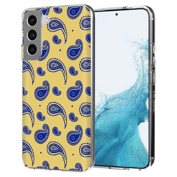 Paisley Yellow Print Slim Cover For Samsung Galaxy S (S24, S23, S22, S21 / Plus, FE, Ultra), Print in USA