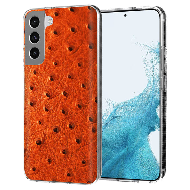 Orange Ostrich Print Slim Cover For Samsung Galaxy S (S24, S23, S22, S21 / Plus, FE, Ultra), Print in USA