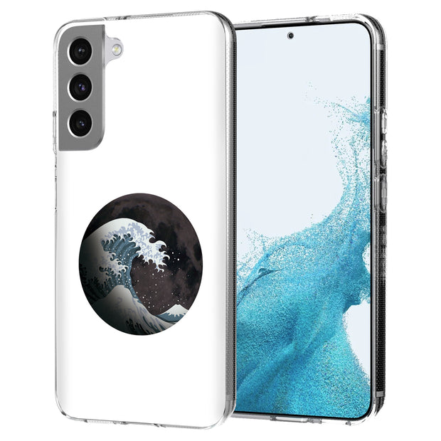 Great Wave Moon Print Slim Cover For Samsung Galaxy S (S24, S23, S22, S21 / Plus, FE, Ultra), Print in USA