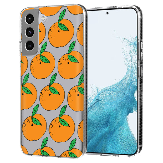 Orange Fruit Print Slim Cover For Samsung Galaxy S (S24, S23, S22, S21 / Plus, FE, Ultra), Print in USA