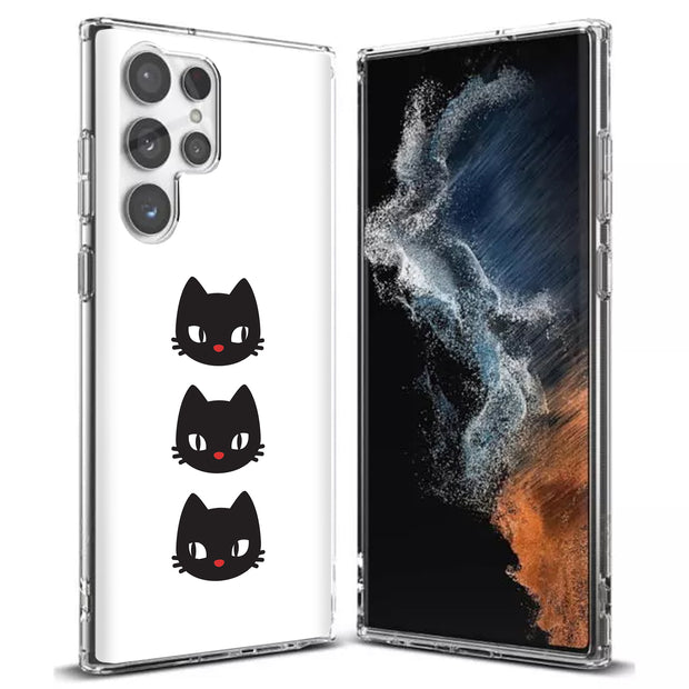 Black Cat Print Slim Cover For Samsung Galaxy S (S24, S23, S22, S21 / Plus, FE, Ultra), Print in USA