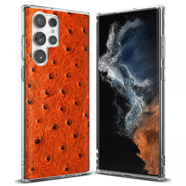 Orange Ostrich Print Slim Cover For Samsung Galaxy S (S24, S23, S22, S21 / Plus, FE, Ultra), Print in USA