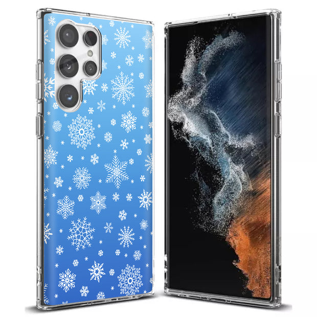 Blue Snowflakes Print Slim Cover For Samsung Galaxy S (S24, S23, S22, S21 / Plus, FE, Ultra), Print in USA