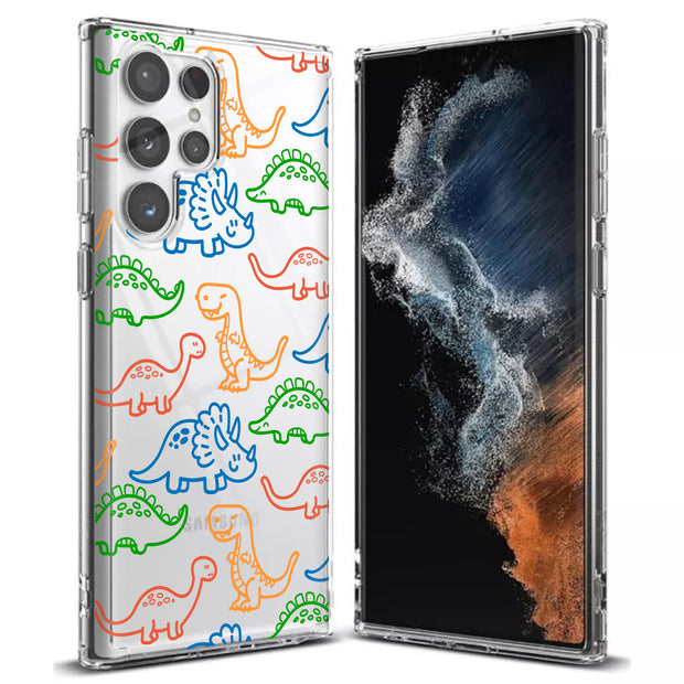 Dinosaur Cute 3 Print Slim Cover For Samsung Galaxy S (S24, S23, S22, S21 / Plus, FE, Ultra), Print in USA