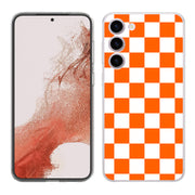 Orange Checker Print Slim Cover For Samsung Galaxy S (S24, S23, S22, S21 / Plus, FE, Ultra), Print in USA