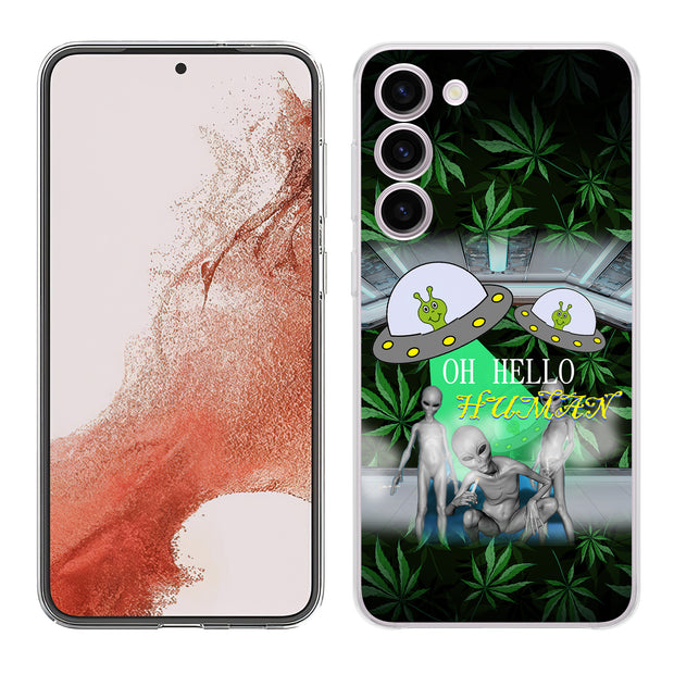 Marijuana Alien Print Slim Cover For Samsung Galaxy S (S24, S23, S22, S21 / Plus, FE, Ultra), Print in USA