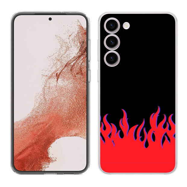 Red Flames Print Slim Cover For Samsung Galaxy S (S24, S23, S22, S21 / Plus, FE, Ultra), Print in USA