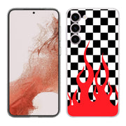 Checkers Flame Print Slim Cover For Samsung Galaxy S (S24, S23, S22, S21 / Plus, FE, Ultra), Print in USA