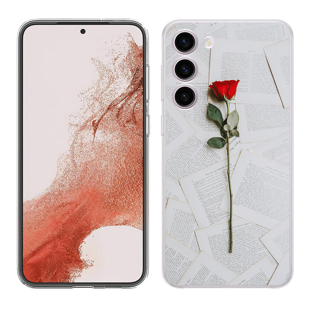 Red Rose Flower Print Slim Cover For Samsung Galaxy S (S24, S23, S22, S21 / Plus, FE, Ultra), Print in USA