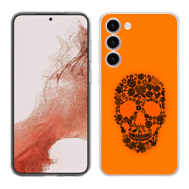 Skull Flower Print Slim Cover For Samsung Galaxy S (S24, S23, S22, S21 / Plus, FE, Ultra), Print in USA