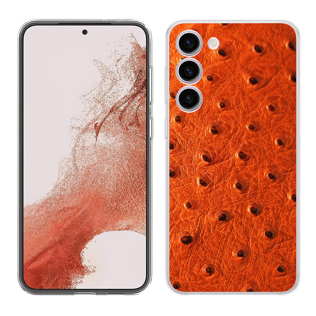 Orange Ostrich Print Slim Cover For Samsung Galaxy S (S24, S23, S22, S21 / Plus, FE, Ultra), Print in USA