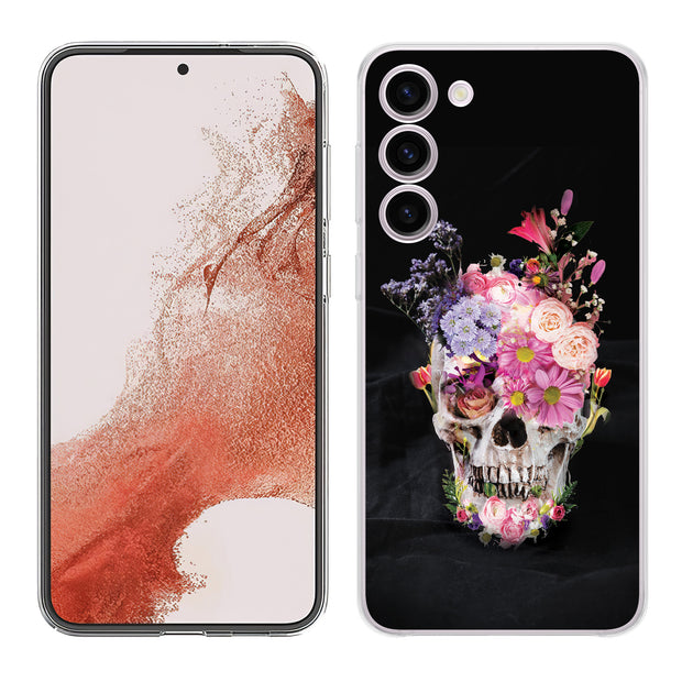 Flower Skull Print Slim Cover For Samsung Galaxy S (S24, S23, S22, S21 / Plus, FE, Ultra), Print in USA