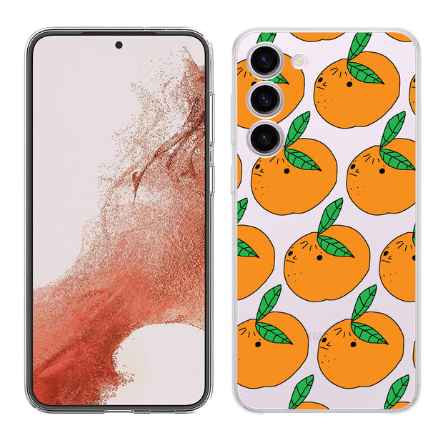 Orange Fruit Print Slim Cover For Samsung Galaxy S (S24, S23, S22, S21 / Plus, FE, Ultra), Print in USA