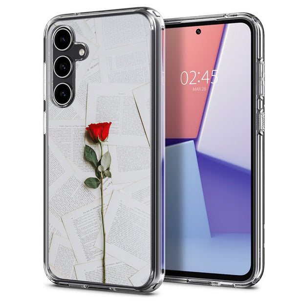 Red Rose Flower Print Slim Cover For Samsung Galaxy S (S24, S23, S22, S21 / Plus, FE, Ultra), Print in USA