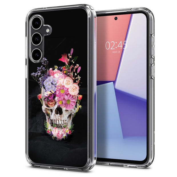 Flower Skull Print Slim Cover For Samsung Galaxy S (S24, S23, S22, S21 / Plus, FE, Ultra), Print in USA