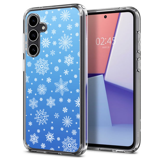 Blue Snowflakes Print Slim Cover For Samsung Galaxy S (S24, S23, S22, S21 / Plus, FE, Ultra), Print in USA