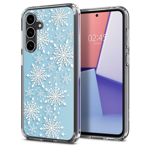 Snowflake Blue Print Slim Cover For Samsung Galaxy S (S24, S23, S22, S21 / Plus, FE, Ultra), Print in USA