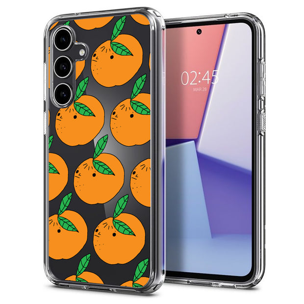 Orange Fruit Print Slim Cover For Samsung Galaxy S (S24, S23, S22, S21 / Plus, FE, Ultra), Print in USA