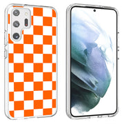 Orange Checker Print Slim Cover For Samsung Galaxy S (S24, S23, S22, S21 / Plus, FE, Ultra), Print in USA