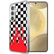 Checkers Flame Print Slim Cover For Samsung Galaxy S (S24,S23,S22,S21/Plus,FE,Ultra), Print in USA