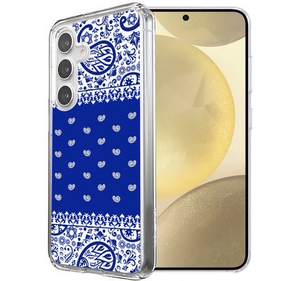 Paisley Blue Print Slim Cover For Samsung Galaxy S (S24,S23,S22,S21/Plus,FE,Ultra), Print in USA