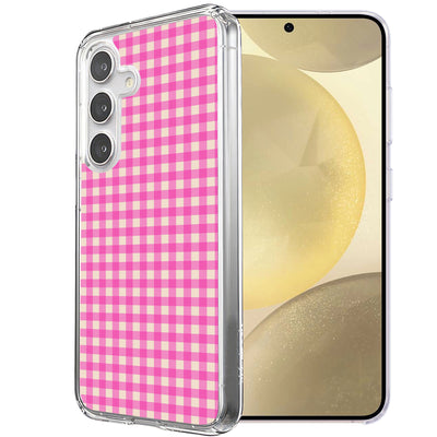 Pink Gingham Print Slim Cover For Samsung Galaxy S (S24,S23,S22,S21/Plus,FE,Ultra), Print in USA