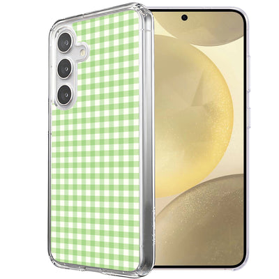 Pale Green Grid Print Slim Cover For Samsung Galaxy S (S24,S23,S22,S21/Plus,FE,Ultra), Print in USA