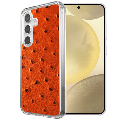 Orange Ostrich Print Slim Cover For Samsung Galaxy S (S24,S23,S22,S21/Plus,FE,Ultra), Print in USA