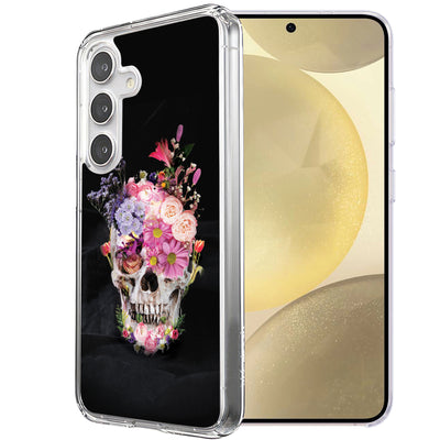 Flower Skull Print Slim Cover For Samsung Galaxy S (S24,S23,S22,S21/Plus,FE,Ultra), Print in USA