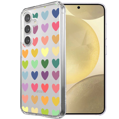 Colorful Hearts Print Slim Cover For Samsung Galaxy S (S24,S23,S22,S21/Plus,FE,Ultra), Print in USA