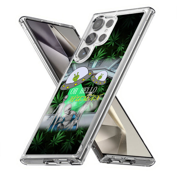 Marijuana Alien Print Slim Cover For Samsung Galaxy S (S24, S23, S22, S21 / Plus, FE, Ultra), Print in USA