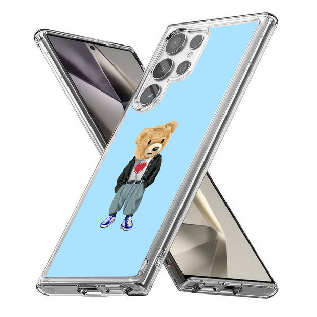 Teddy Heart Print Slim Cover For Samsung Galaxy S (S24, S23, S22, S21 / Plus, FE, Ultra), Print in USA