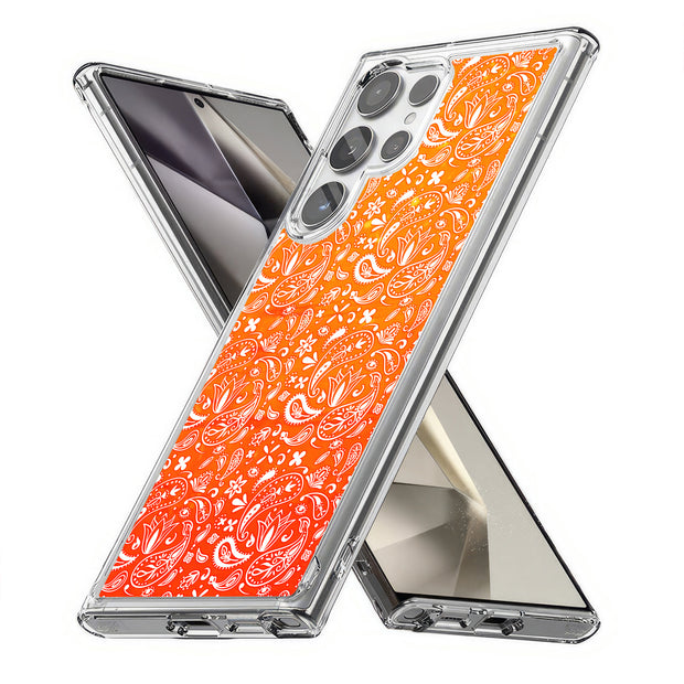 Orange Bandana Print Slim Cover For Samsung Galaxy S (S24, S23, S22, S21 / Plus, FE, Ultra), Print in USA